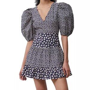 NWT French Connection Mini Dress Floral Aura Ditsy Poplin Puff Sleeve Size 6